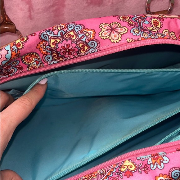 Oilily Pink and Blue Paisley Travel Tote Bag - Picture 9 of 16